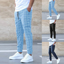 Load image into Gallery viewer, 🧵 Men's Fashion Plaid Print Drawstring Trousers
