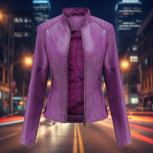 Load image into Gallery viewer, Women’s Classic Leather Jacket – Chic Streetwear Outerwear
