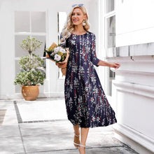 Load image into Gallery viewer, Women’s Floral Patchwork Three-Quarter Sleeve Dress
