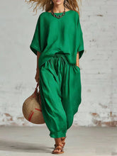 Load image into Gallery viewer, Women's Solid Color Loose Casual Set – T-Shirt &amp; Ankle Pants
