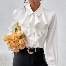 Load image into Gallery viewer, Women’s Ruffled Collared Blouse | Long Sleeve Dressy Work Top
