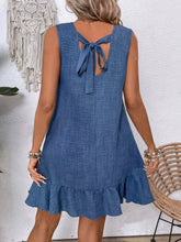 Load image into Gallery viewer, Women's Ruffle Lace-Up Mini Dress – Short Sleeve Loose Beach Dress
