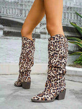 Load image into Gallery viewer, Cowboy Leopard Point Toe : Block Heels Boots
