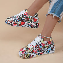 Load image into Gallery viewer, Round-Toe Thick-Sole Lace-Up Sneakers — Women’s Casual Print Shoes

