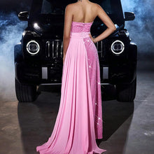Load image into Gallery viewer, Velvet Sequined Cinched Waist Slim-fit Tube Top Banquet Dress
