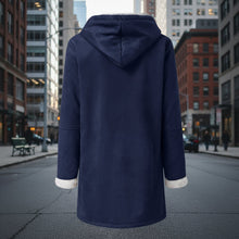 Load image into Gallery viewer, Sherpa-Lined Duffle Toggle Jacket with Hood — Warm Hooded Fleece Coat
