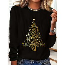 Load image into Gallery viewer, Women’s Long Sleeve Merry Christmas T-Shirt – Cute Christmas Tree Graphic Tee

