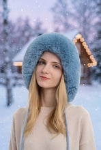 Load image into Gallery viewer, Triple Pom-Pom Fleece Knit Hat with Ear Straps
