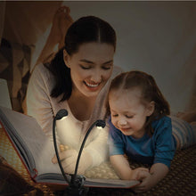 Load image into Gallery viewer, Super Adjustable Goosenecks Clip LED Lamp For Book Reading With Stand And Double Ligh  Rechargeable 12 LED Warm Book Light, Clip On Bed Reading Light, Music Stand Lamp, 2 Brightness &amp; 2 Goosenecks Light Up 2 Full Pages. Perfect For Bookworms, Kids &amp; Music
