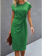 Load image into Gallery viewer, Front Knot Bodycon Midi Dress – Round Neck Sleeveless Tie Dress
