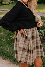 Load image into Gallery viewer, Vintage Plaid Round Neck Long Sleeve Mini Dress Cozy &amp; Stylish Dress Retro Design Dress For Party
