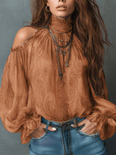 Load image into Gallery viewer, Women's Retro Cashew Print Off-Shoulder Blouse with Lantern Sleeves
