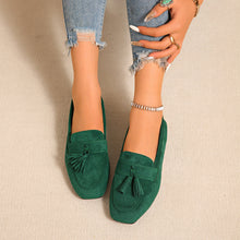 Load image into Gallery viewer, Women's Square Toe Tassel Slip-On Loafers | Suede Flat Casual Shoes
