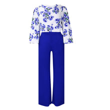 Load image into Gallery viewer, Printed Floral Lace-Up Top &amp; Wide-Leg Pants Set – 4 Colors, S–3XL
