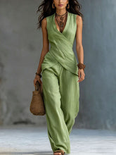 Load image into Gallery viewer, Women's V-Neck Crossover Tank Top &amp; Casual Trousers Two-Piece Set
