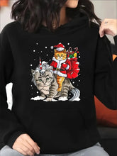 Load image into Gallery viewer, Plus Size Christmas Cat Hoodie
