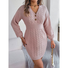 Load image into Gallery viewer, Women’s Cable Knit Sweater Dress
