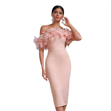 Load image into Gallery viewer, Off-neck Feather Women's Dress
