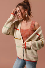 Load image into Gallery viewer, SO ME Loose Fit Multi Stripe Open Front Cardigan

