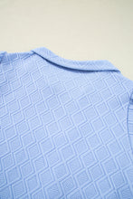 Load image into Gallery viewer, Beau Blue Striped Pop of Color Collared Checkered Textured Plus Size Dress
