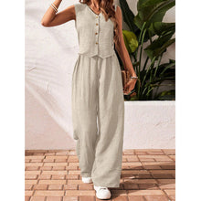 Load image into Gallery viewer, Women’s crop vest blazer wide leg pants set
