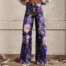 Load image into Gallery viewer, Women's Printed Flare Pants – Mid-Waist Full Length Plus Size
