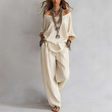 Load image into Gallery viewer, Chiffon Puff-Sleeve Top &amp; Wide-Leg Pants Set – 15 Colors
