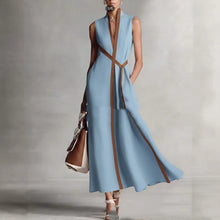 Load image into Gallery viewer, Women's Patchwork Cardigan &amp; Wide Leg Pants Set | Colorblock Linen
