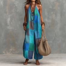 Load image into Gallery viewer, Women's Plaid Print Jumpsuit – Sleeveless, Wide-Leg, Suspender Style
