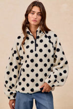 Load image into Gallery viewer, BiBi Polka Dot Sherpa Half Zip Up Top with Side Pocket
