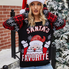Load image into Gallery viewer, Santa Embroidered Crew Neck Knit Sweater

