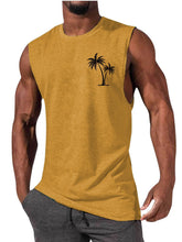 Load image into Gallery viewer, Coconut Tree Embroidery Vest Summer Beach Tank Tops Workout Muscle Men Sports Fitness T-shirt
