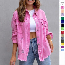 Load image into Gallery viewer, Fashion Ripped Shirt Jacket Female Autumn And Spring Casual Tops Womens Clothing
