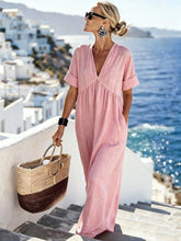Load image into Gallery viewer, V-Neck Short-Sleeve High Waist Maxi Dress | Resort Style
