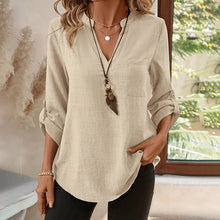 Load image into Gallery viewer, Womens Casual Summer Shirts Notch V Neck Blouses
