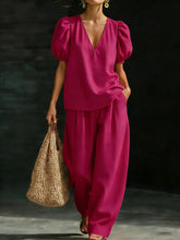 Load image into Gallery viewer, Women’s V-Neck Casual Two Piece Set

