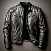 Load image into Gallery viewer, Mens PU Leather Motorcycle Jacket With A Stand-Up Collar
