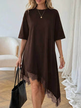 Load image into Gallery viewer, Women's Lace Trim Asymmetric Three-Quarter Sleeve Dress
