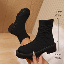 Load image into Gallery viewer, Women's Sporty Sock Ankle Boots – Height-Increasing Square Heel
