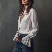 Load image into Gallery viewer, Women's Ruffled Sleeve Resort Shirt – Stretch Casual Long Blouse
