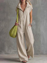 Load image into Gallery viewer, Women's Loose Sleeveless Jumpsuit with Pockets – Linen-Look

