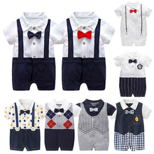 Load image into Gallery viewer, Modern Luxury New Born Baby Summer Gentleman Rompers for Baby Boys Cotton Jumpsuit 0-12M
