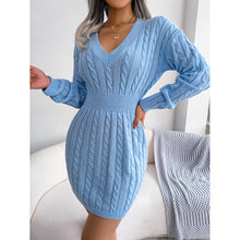 Load image into Gallery viewer, Women’s V-Neck Bodycon Sweater Dress
