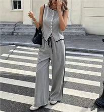 Load image into Gallery viewer, Women's Contrast Color Sleeveless Vest &amp; Drawstring Trousers Suit – 6 Colors S–XXL
