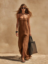 Load image into Gallery viewer, Women's Minimalist Sleeveless Slip Dress – Loose Fit Resort Style
