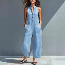 Load image into Gallery viewer, Casual Women’s Buttoned Stand Collar Sleeveless Loose Jumpsuit

