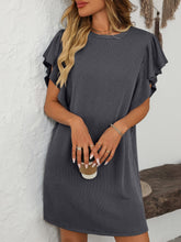 Load image into Gallery viewer, Ruffled Round Neck Short Sleeve Dress Feminine Simple Classic Dress Breathable And Comfy Dress
