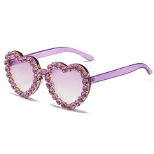 Load image into Gallery viewer, Peach Heart Rhinestone Sunglasses – Y2K INS Style
