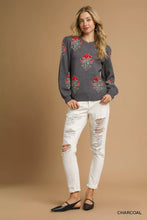Load image into Gallery viewer, Umgee Single Flower Stem Jacquard Sweater
