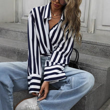 Load image into Gallery viewer, Women's Striped Long-Sleeve Loose Shirt – S–2XL
